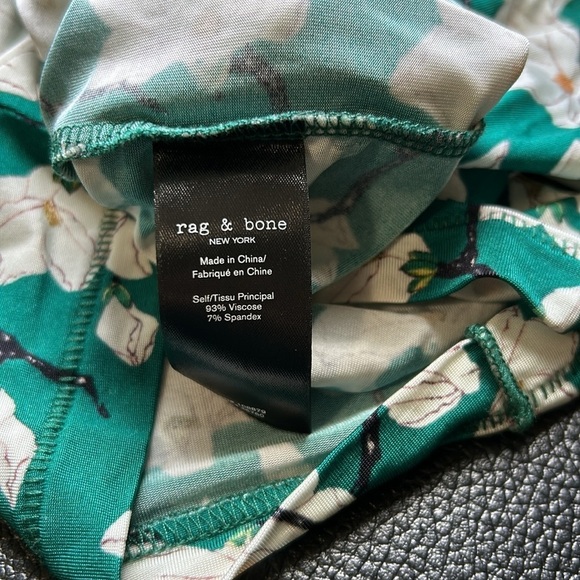 Rag and Bone Sabeen Floral Mockneck Sleeveless Top Green Stretch Slim Fit Sz XS - Picture 11 of 15